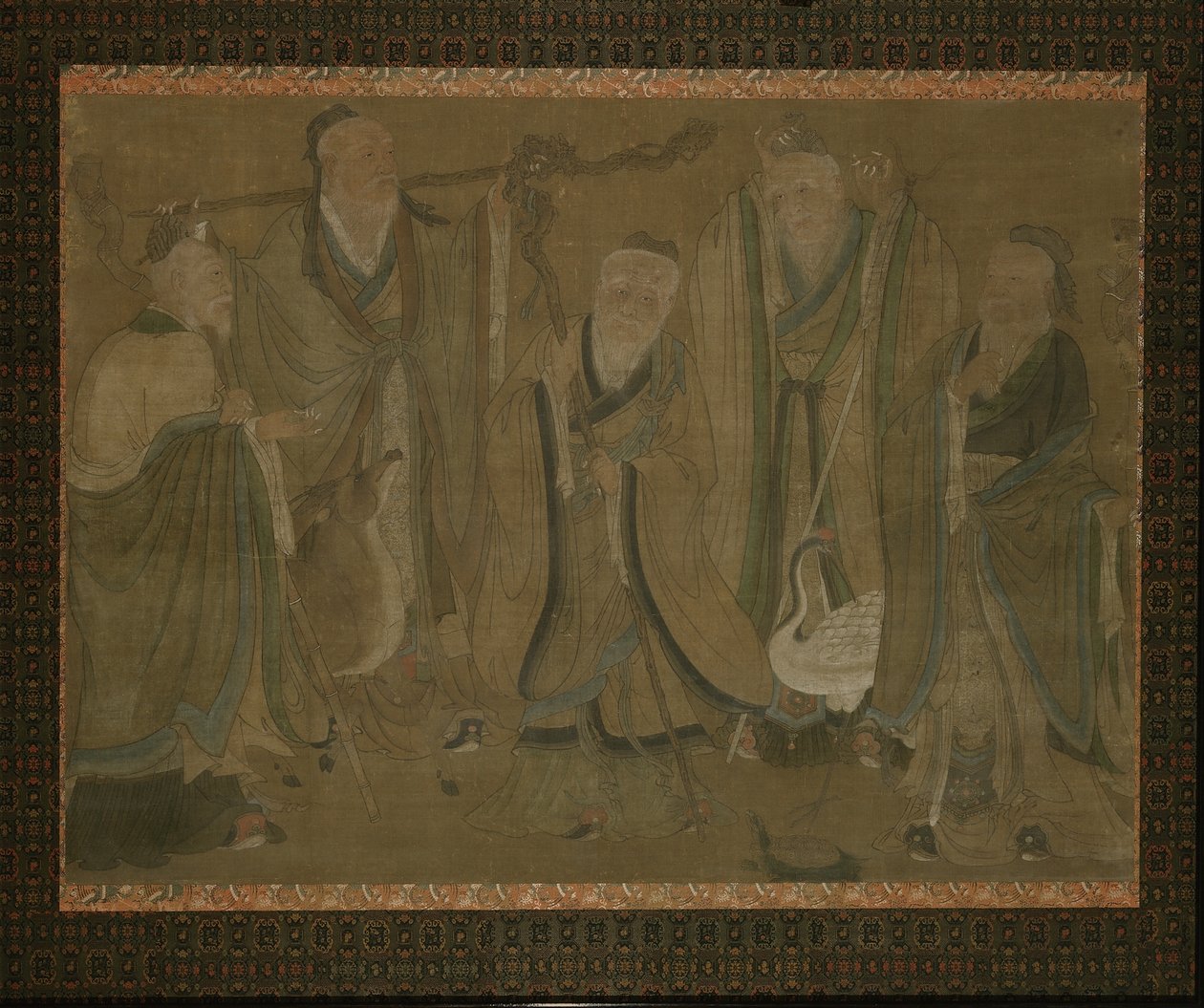 Cinco sábios, do 15o ao início do 16o século de Ming Dynasty Chinese School