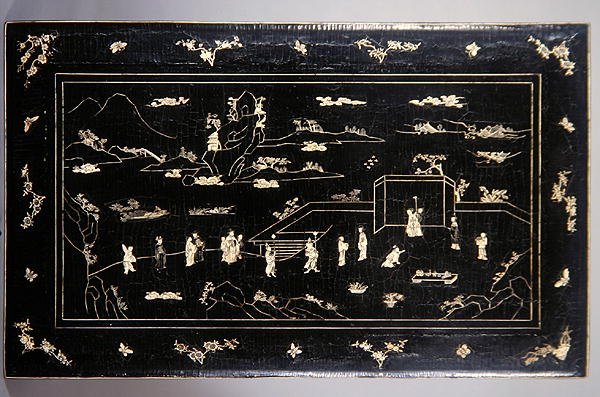 Tampo de mesa Kang (inserção em madeira lacada com osso) (ver também 272139) de Ming Dynasty Chinese School