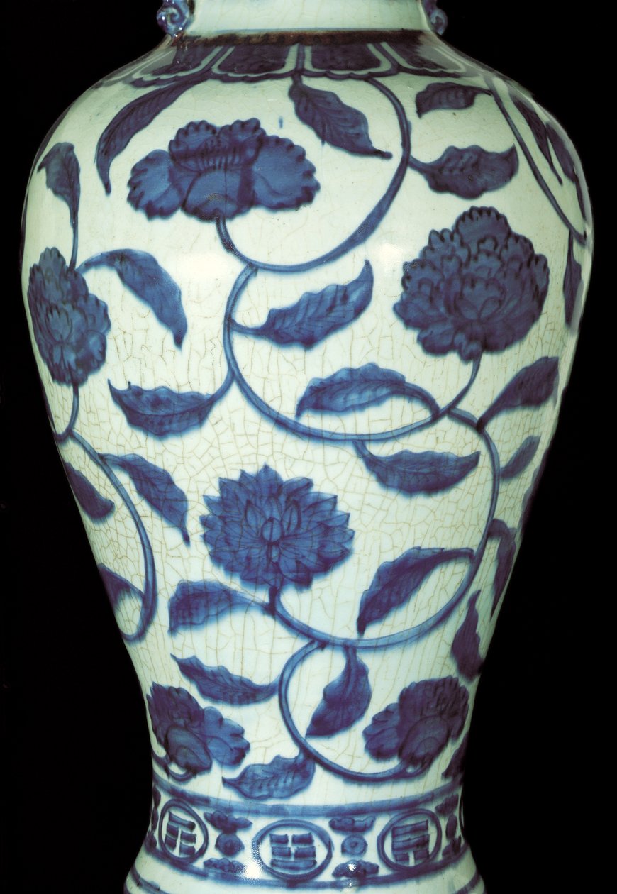 Grande vaso azul e branco, período Jaijing de Ming Dynasty Chinese School
