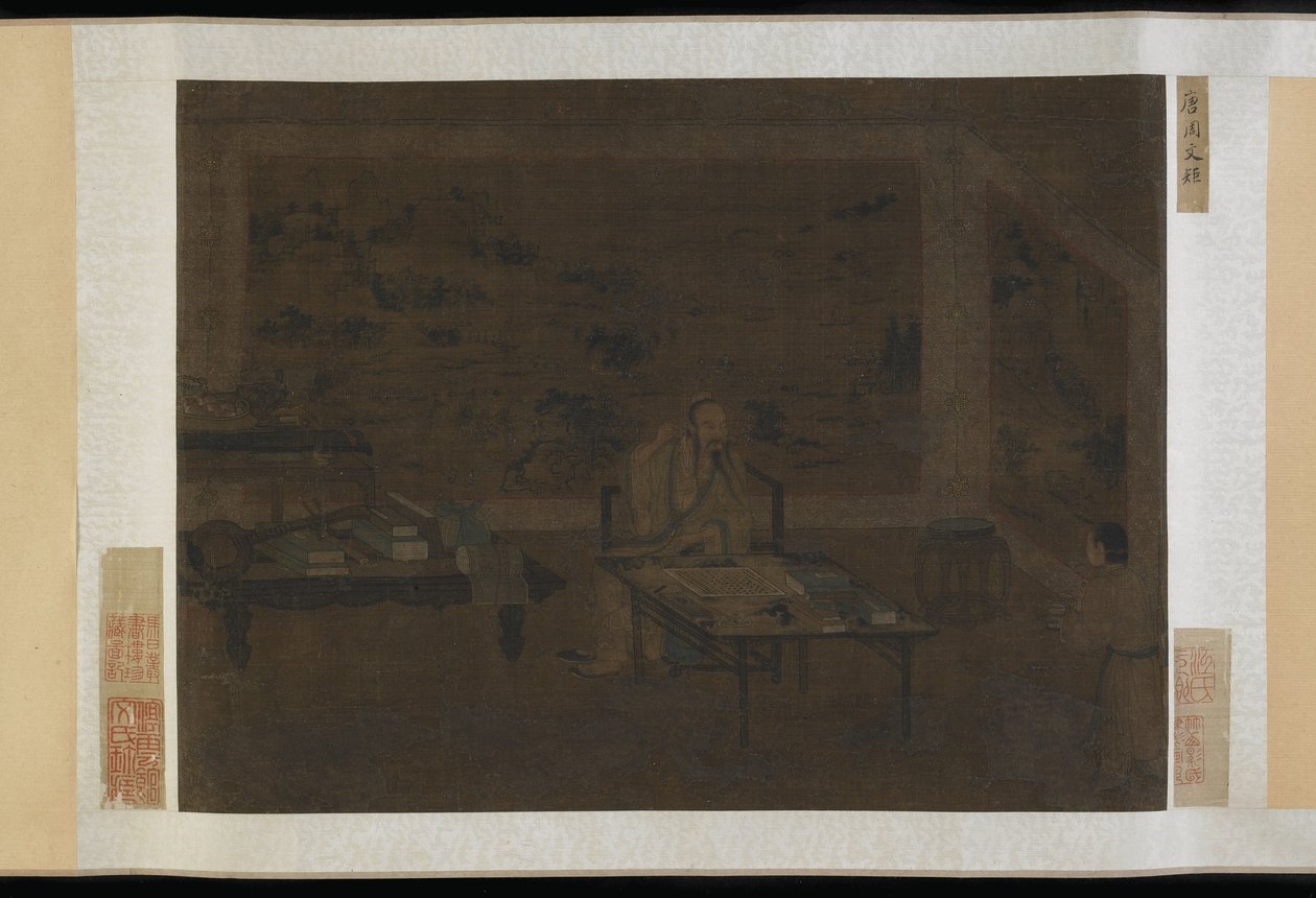 Homem, limpeza, seu, orelha de Ming Dynasty Chinese School