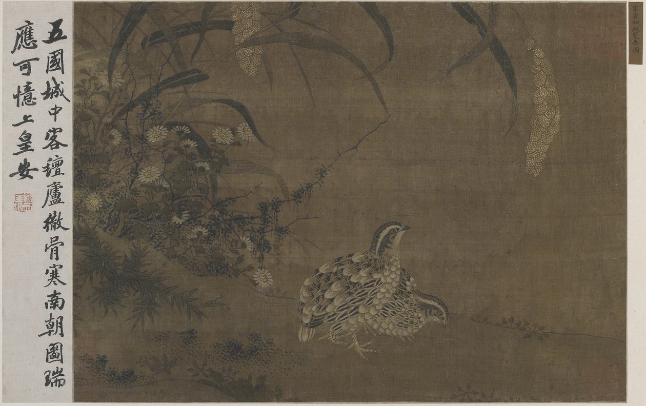 Codorna e painço de Ming Dynasty Chinese School