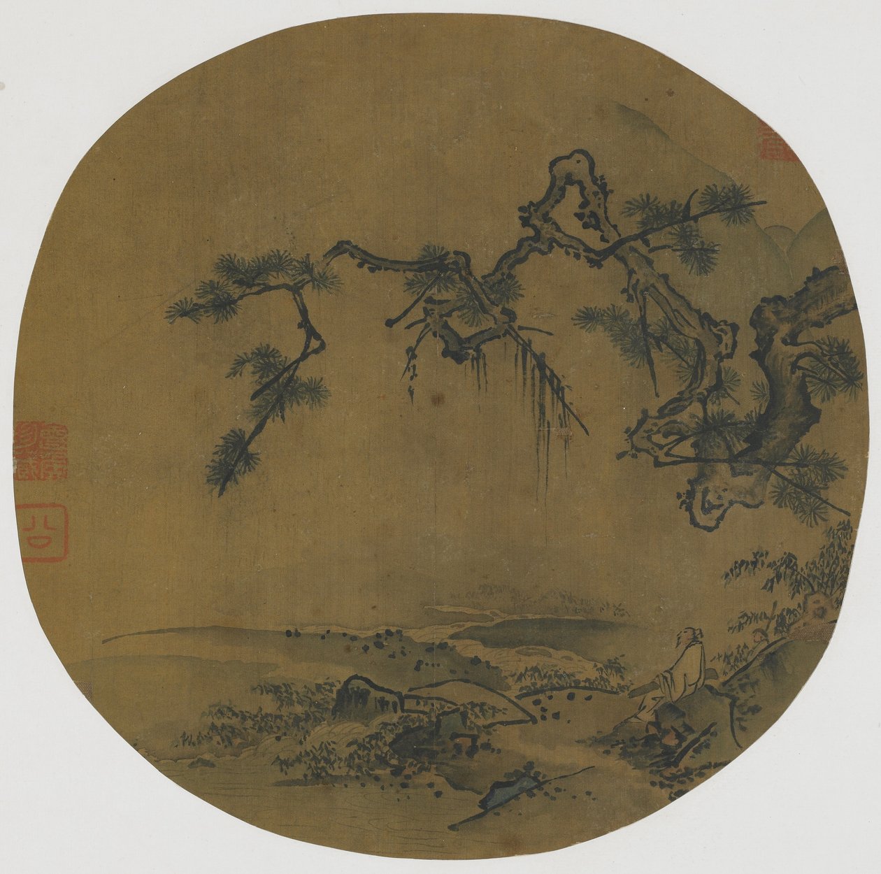 Sentado sob um pinheiro, do século XV ao XVI de Ming Dynasty Chinese School