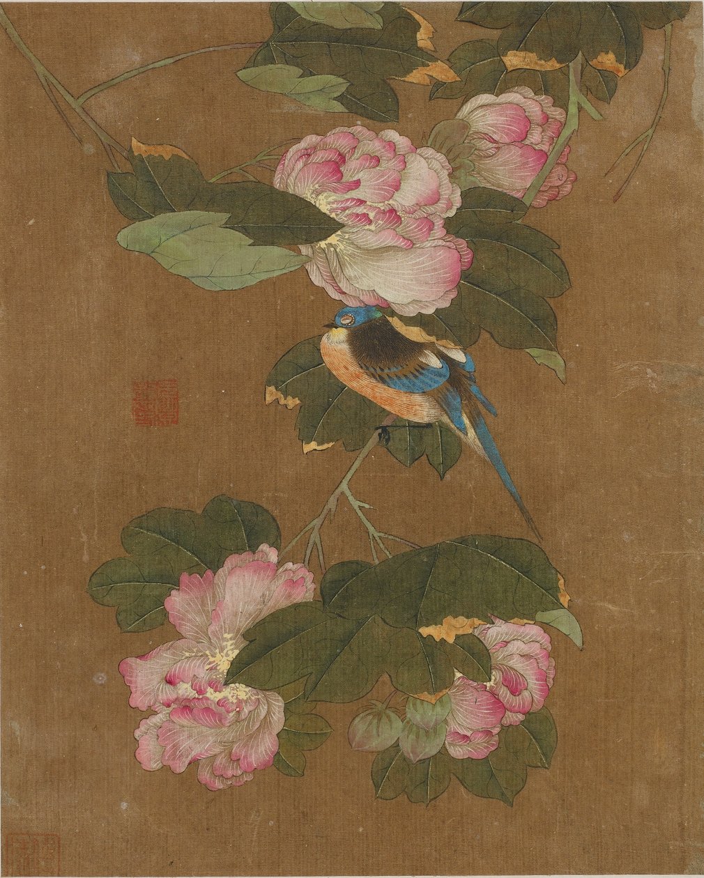Dez fotos de pássaros e flores (cor de seda) de Ming Dynasty Chinese School