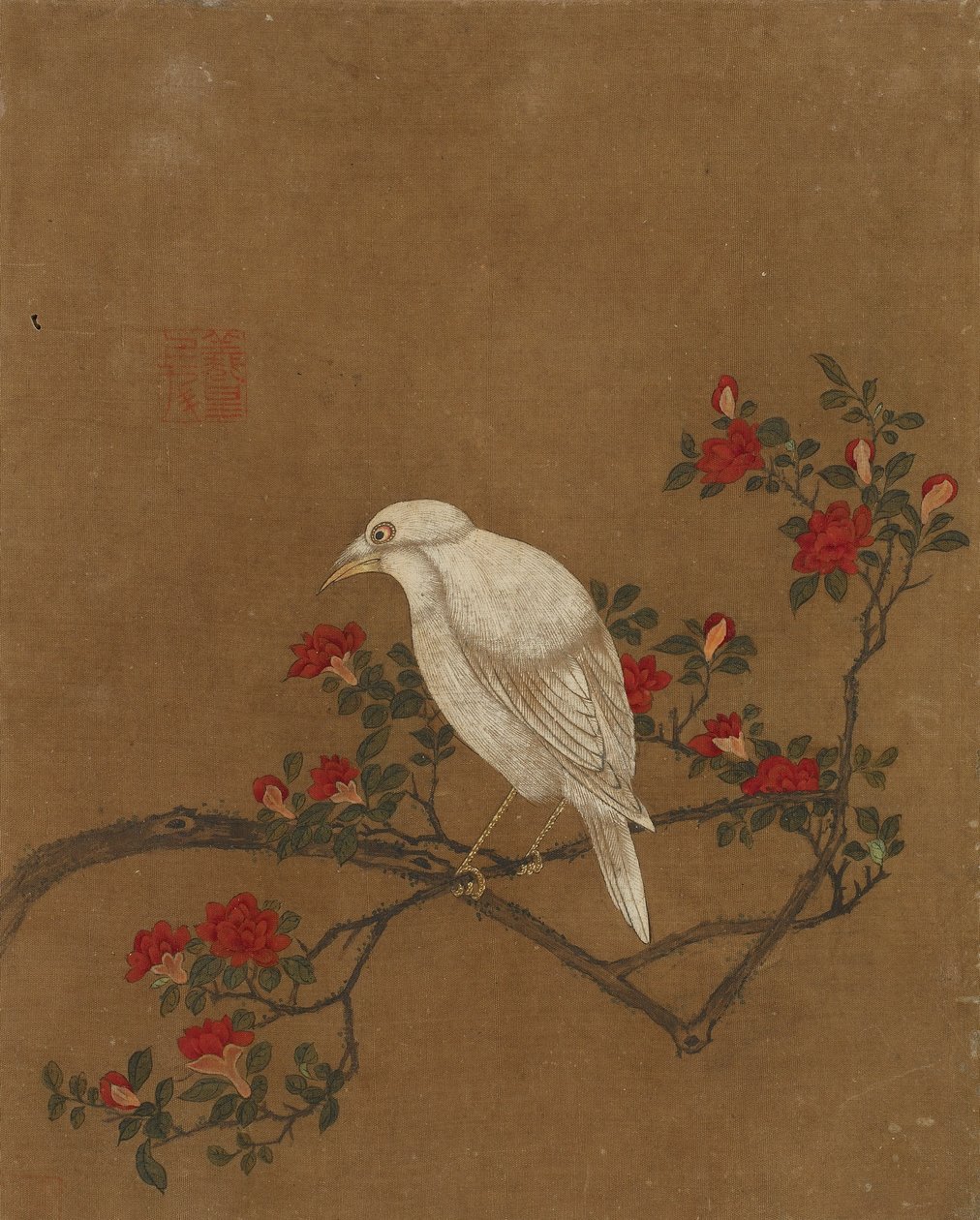 Dez fotos de pássaros e flores (cor de seda) de Ming Dynasty Chinese School