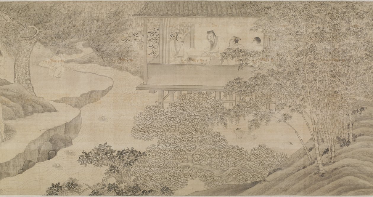 O Encontro no Pavilhão Orquídea de Ming Dynasty Chinese School