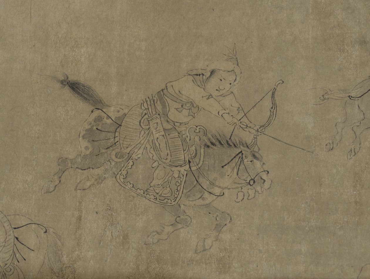 O cativeiro de Cai Wenji, do século 14 ao 15 (tinta sobre papel) de Ming Dynasty Chinese School