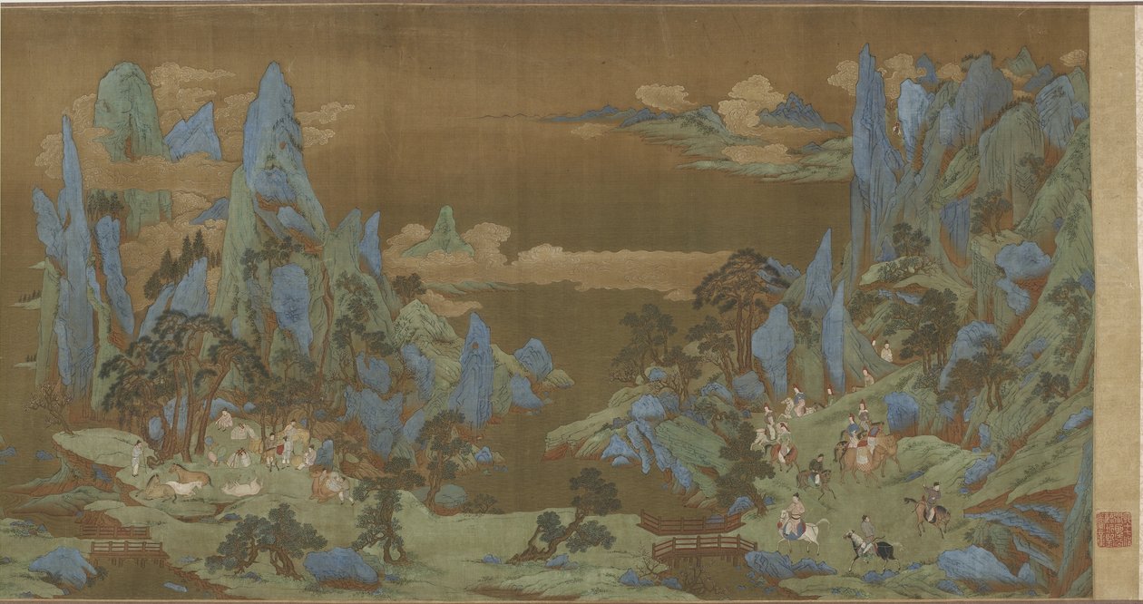Viajantes nas Montanhas da Primavera, do século XVI ao XVII de Ming Dynasty Chinese School
