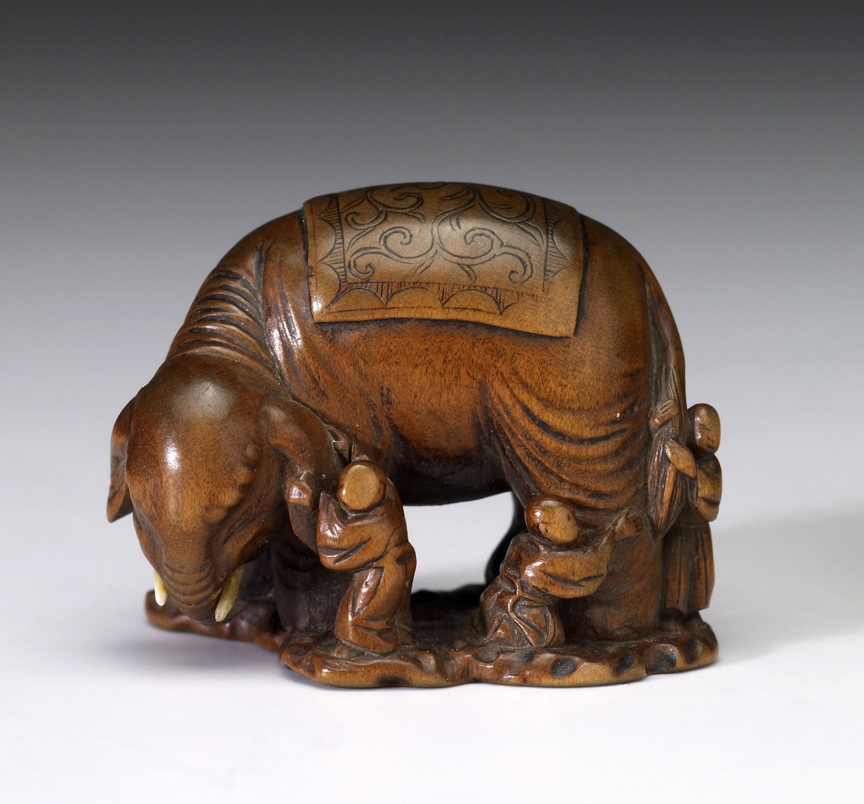 Os Homens Cegos e o Elefante, início do século XIX (madeira) de Minkoku Minkoku