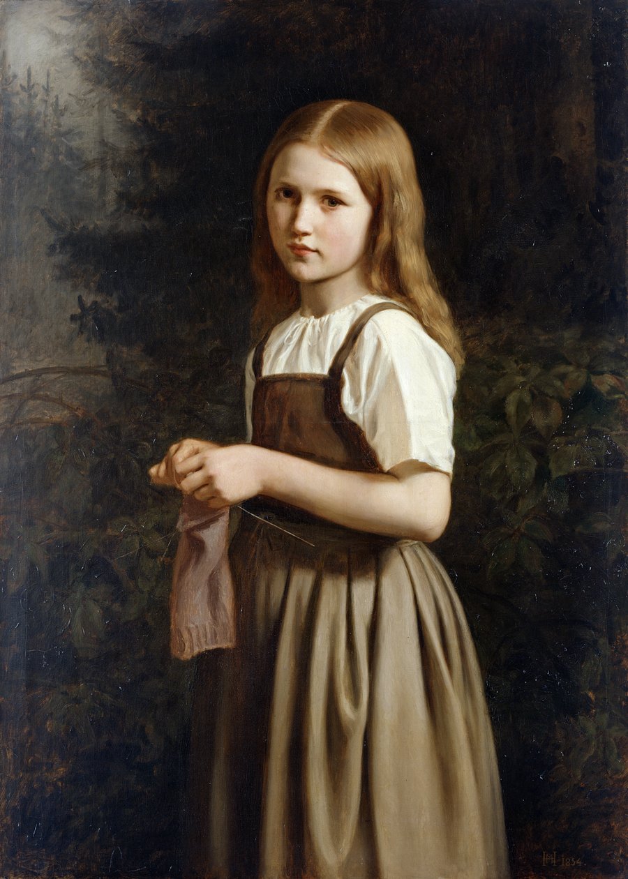 Menina de tricô, 1854 de Minna Heeren