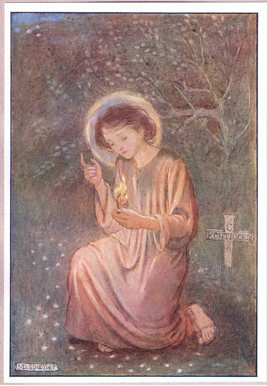 Ajoelhou-se sobre a relva orvalhada (cor litho) de Minnie Didbin Spooner