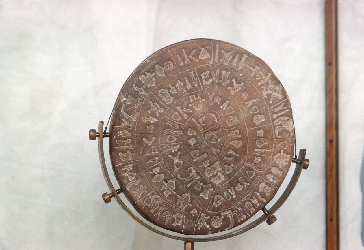 Disco de Phaestos, 1700-1600 aC (argila queimada) de Minoan