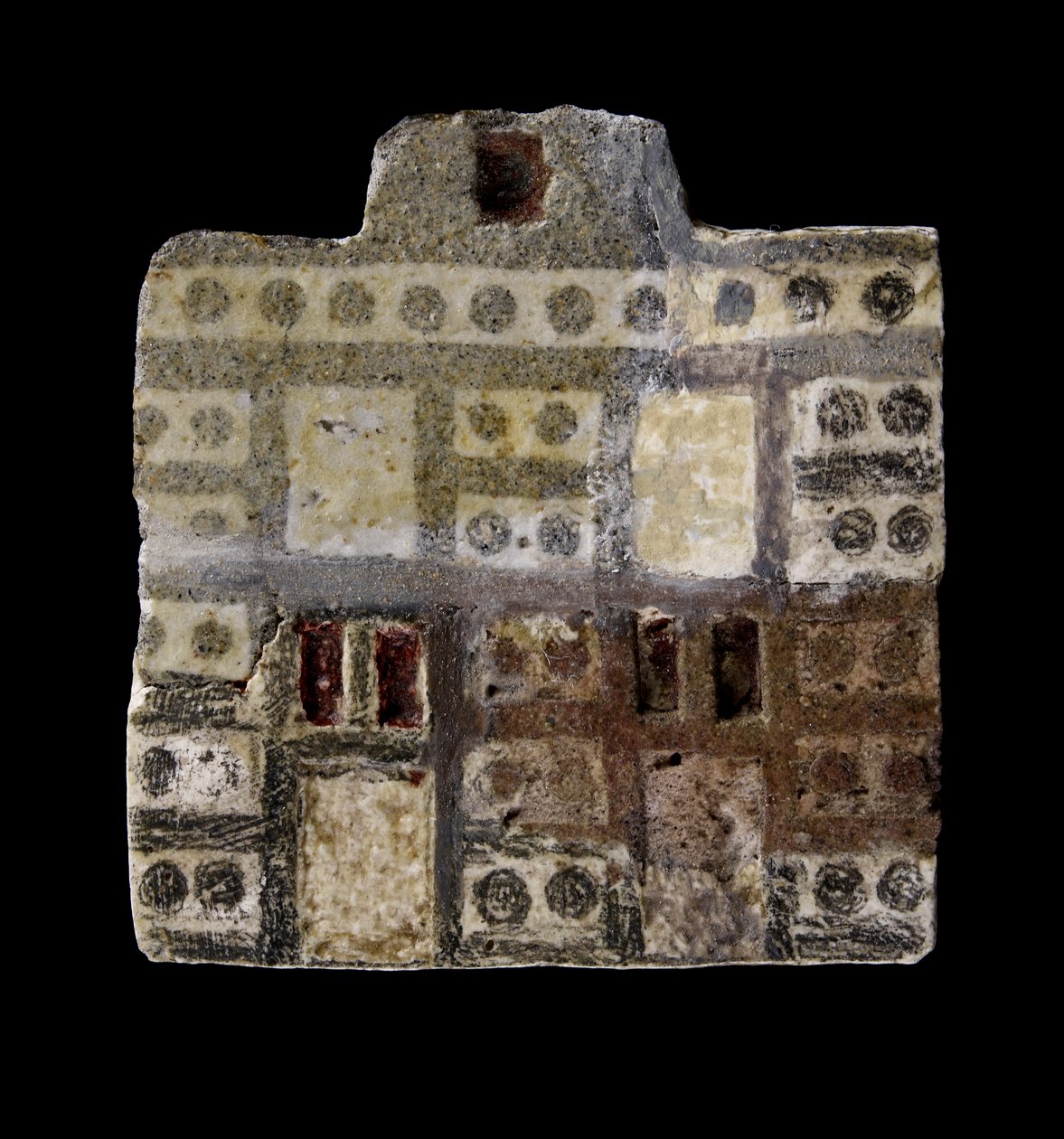 Fayence inlayplaque representando uma casa de dois andares, Middle Minoan IIIA Period, c.1800-c.1750 aC (faiança e gesso) de Minoan