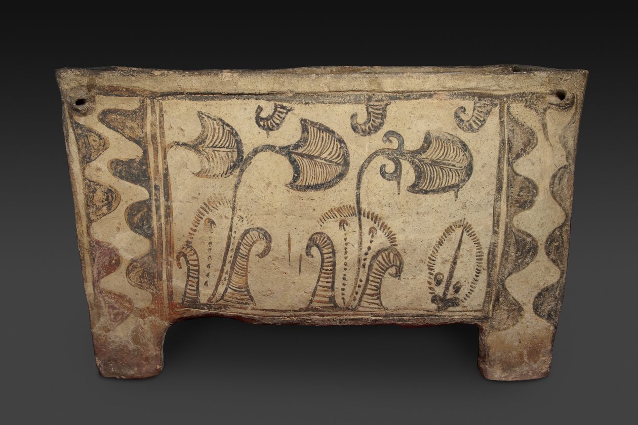 Caixão Pintado, Cnossos, Creta, c.1500 aC (louça de barro pintada) (para reverso ver 419818) de Minoan