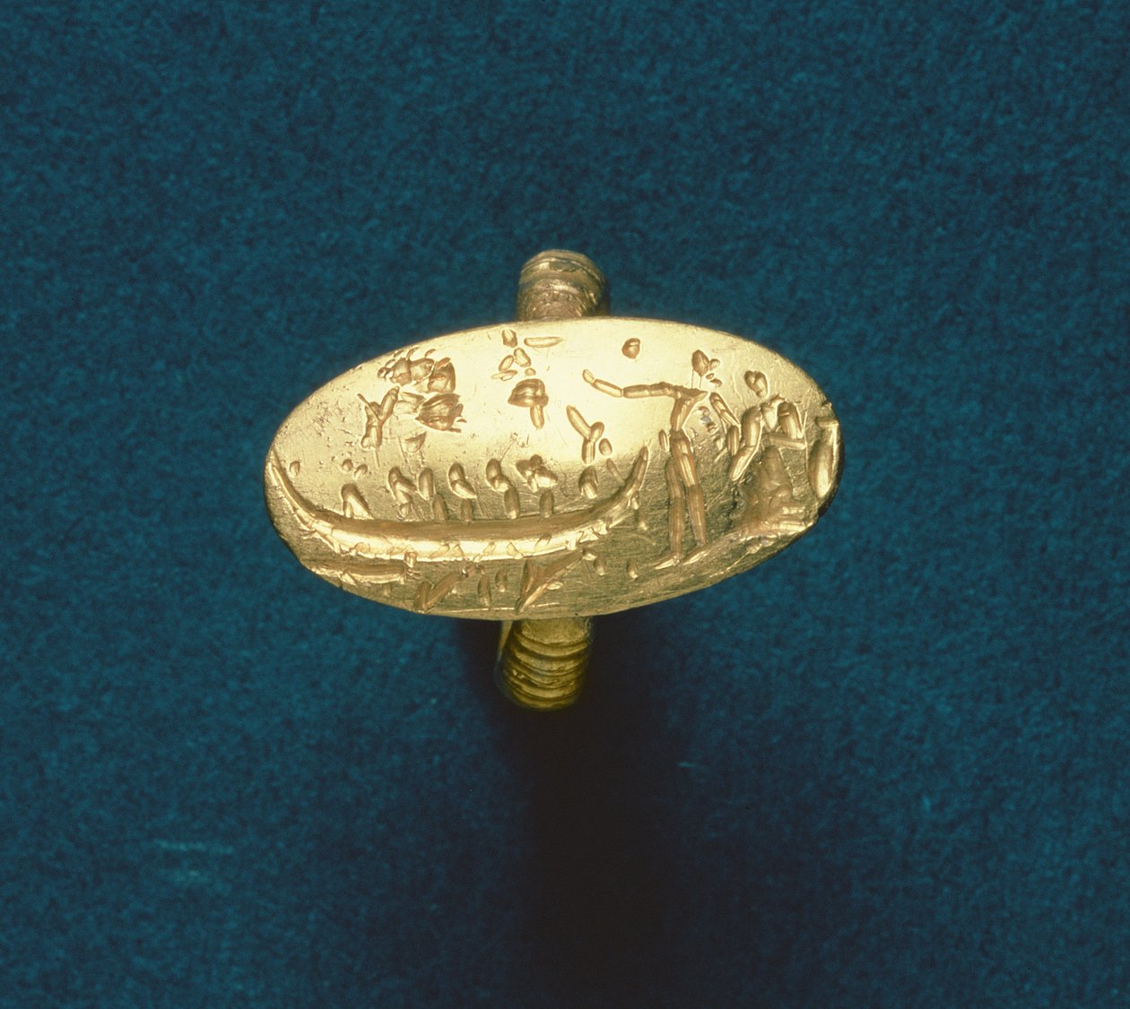 Anel de vedação, tarde Minoan, c.1500 aC (ouro) de Minoan