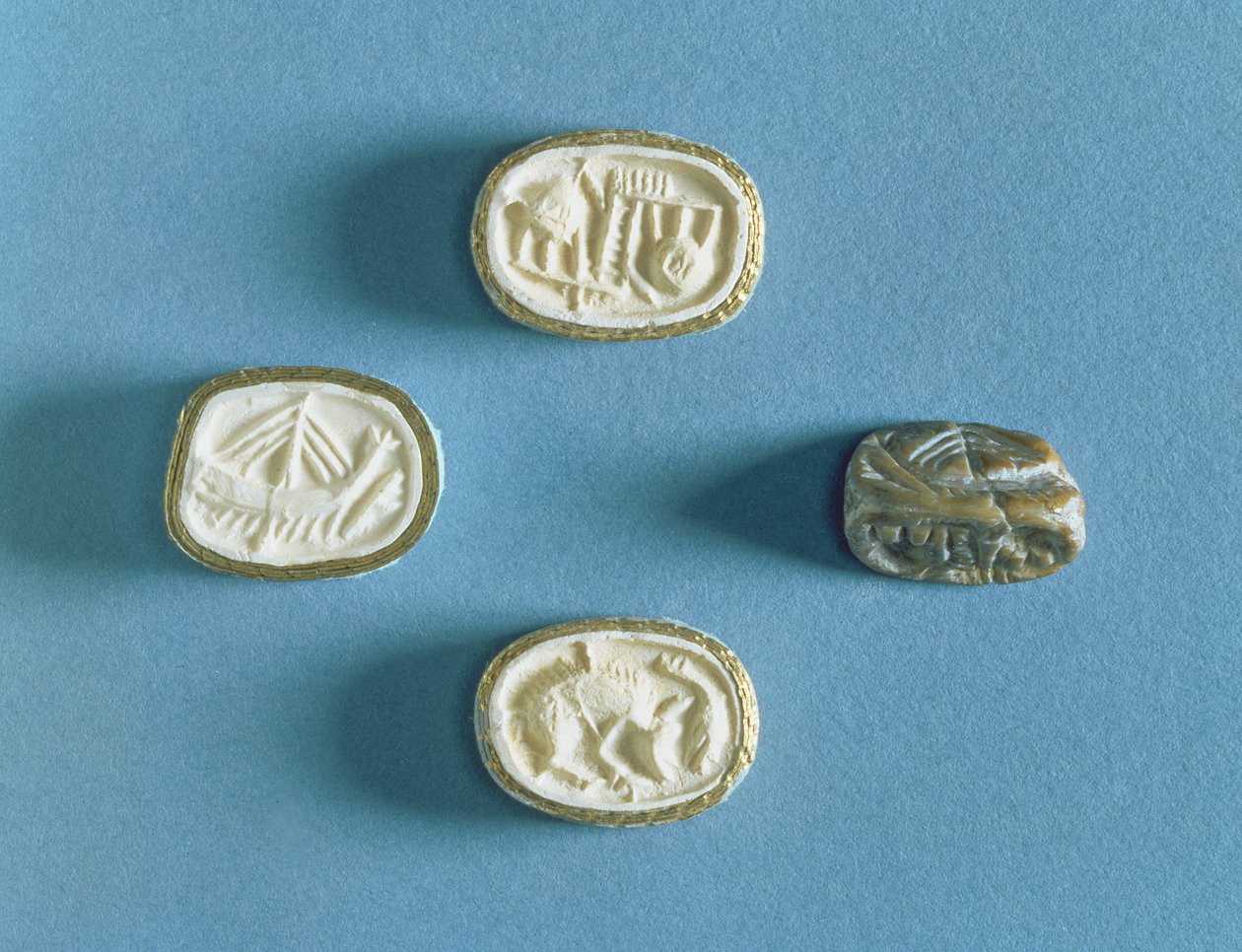 Seal com três impressões de Knossos, cedo Minoan (steatite) de Minoan