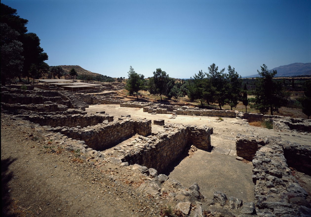 Civilização minóica: vista das ruínas do sítio do Haghia Triada, 2000-1400 AC. de Minoan