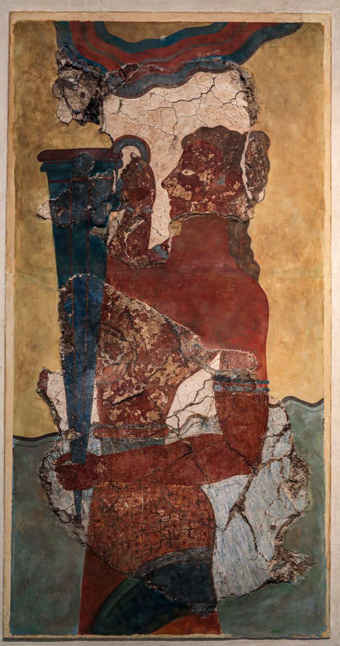 Detalhe de um Fresco Minóico: "O Portador da Taça" de Minoan
