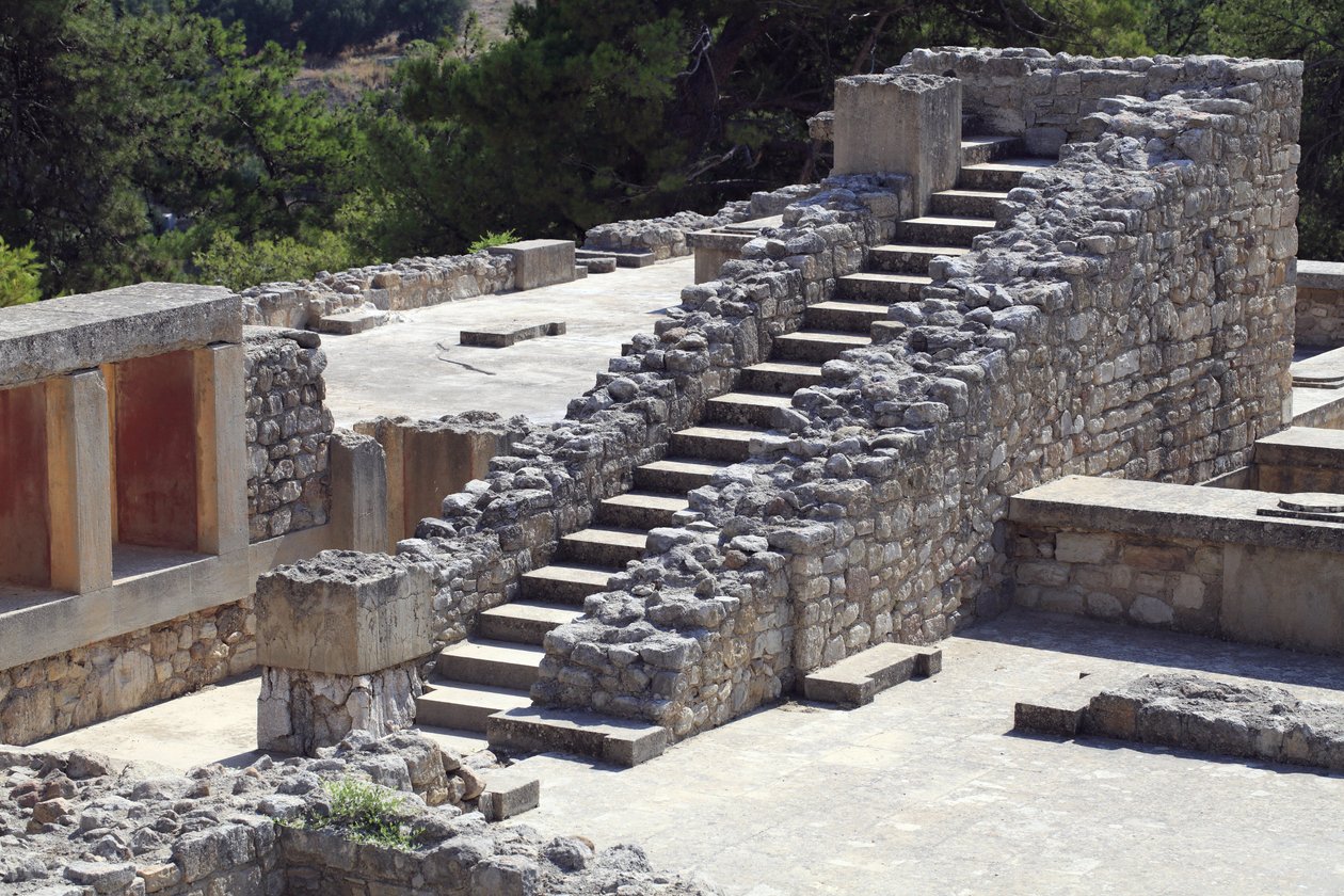 Parte oriental do palácio do Rei Minos em Knossos entre a rainha megaron e a corte central. Creta. 1600-1450 A.C. de Minoan