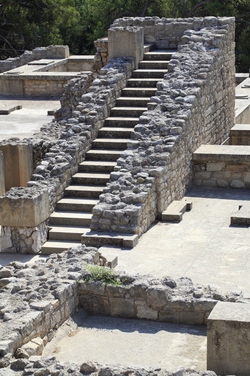 Parte oriental do palácio do Rei Minos em Knossos entre a rainha megaron e a corte central. Creta. 1600-1450 A.C. de Minoan