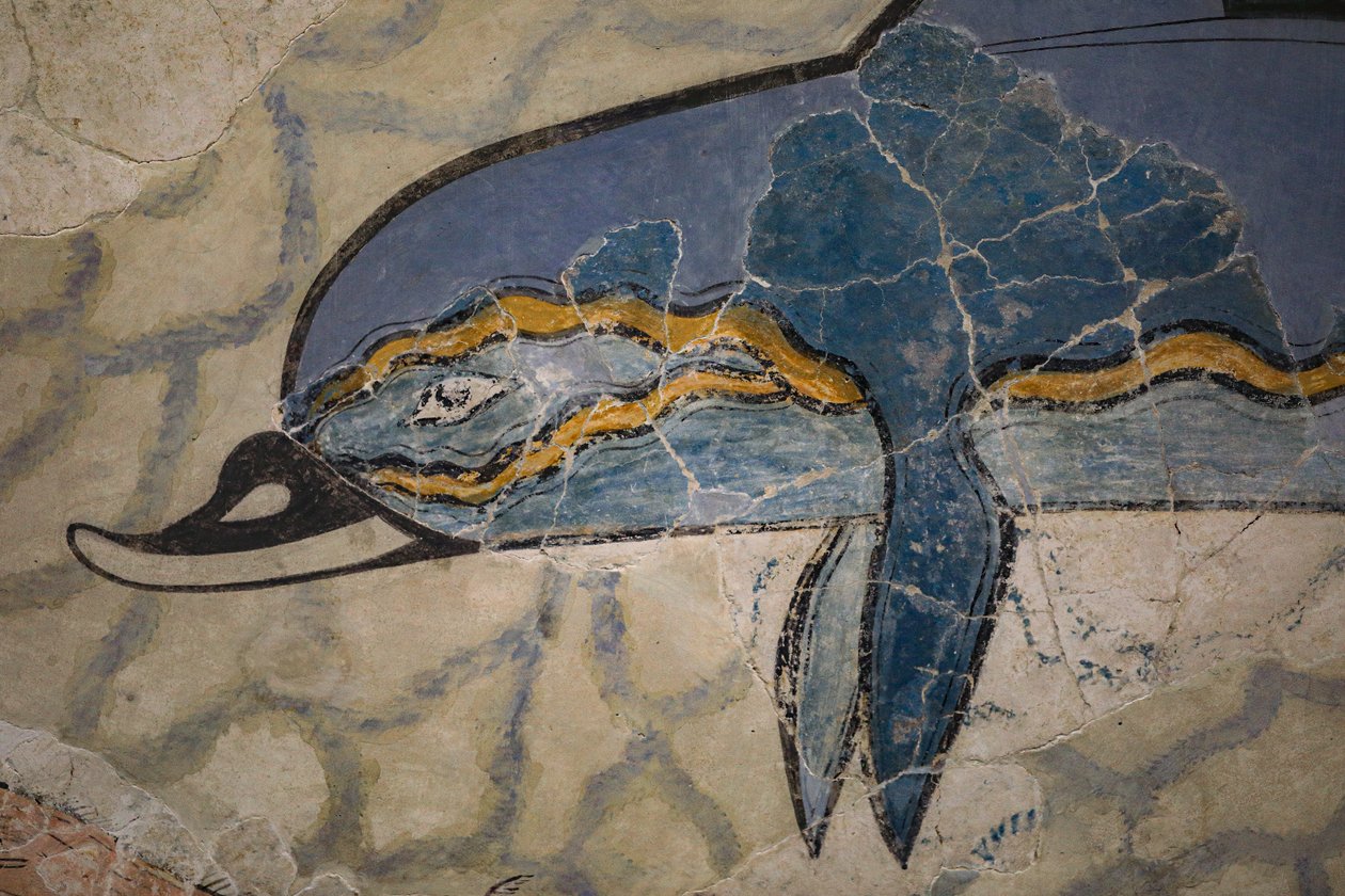 Parte do "Afresco do Golfinho". 1600 - 1450 aC de Minoan