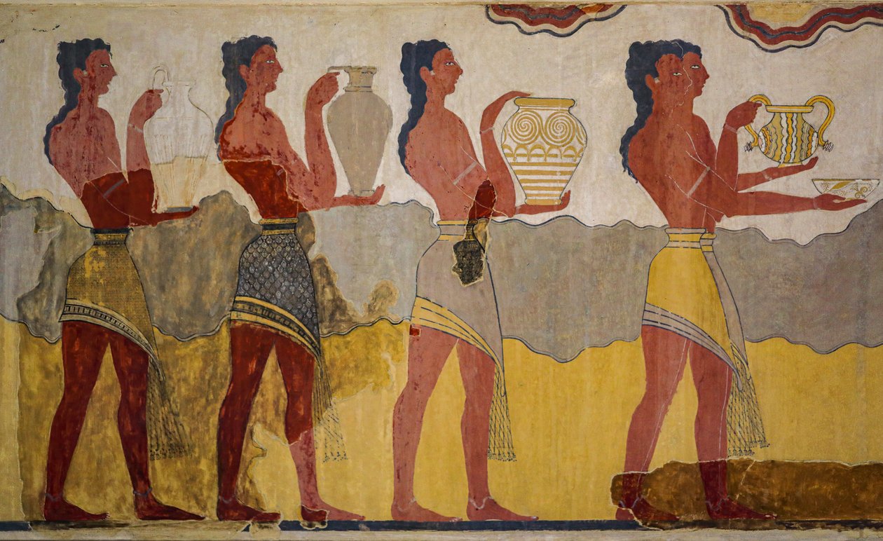 Reconstrução do afresco da procissão de Minoan