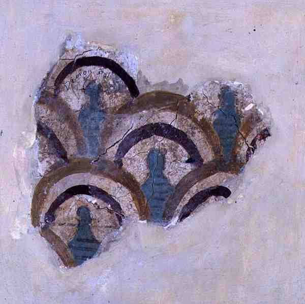 Faixa espiral e flores de Knossos, Creta, c.1500 a.C. (fresco) de Minoan