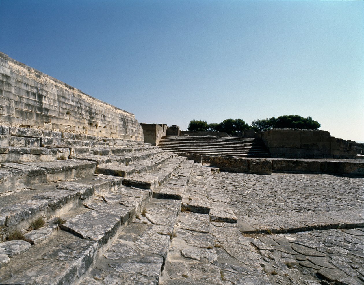 Vista das ruínas de Phaistos, 2700-1200 AC de Minoan