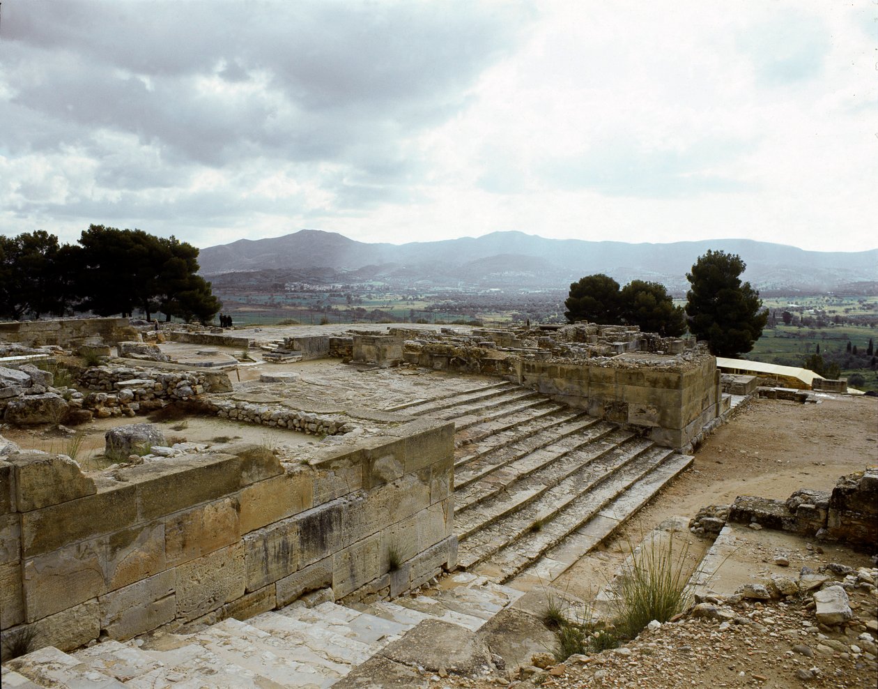 Vista das ruínas de Phaistos, 2700-1200 AC de Minoan