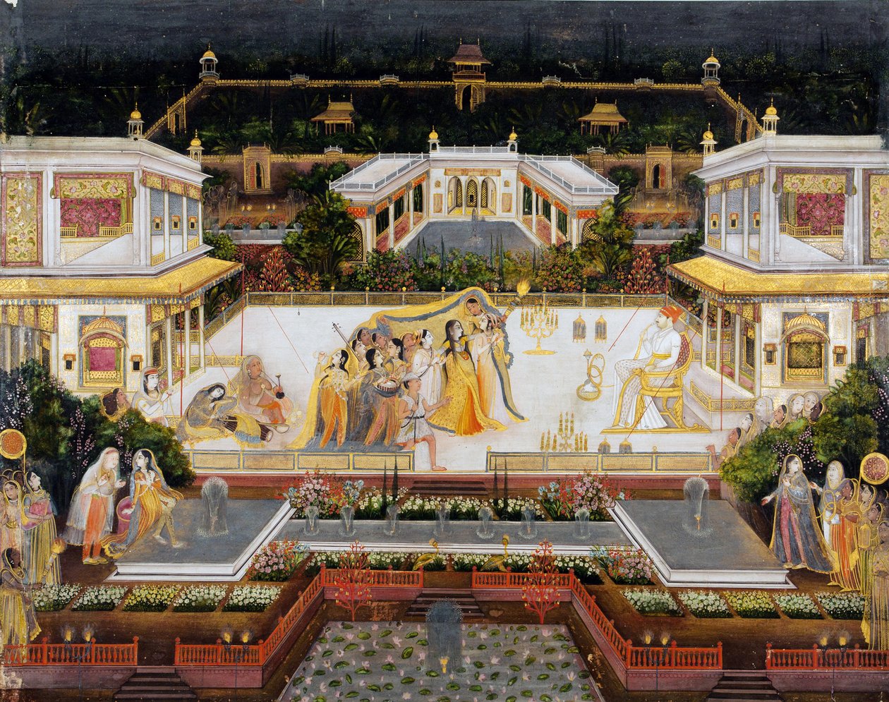 A apresentação de uma nova noiva, c.1760 (wc opaca e ouro sobre papel) de Mir Kalan Khan
