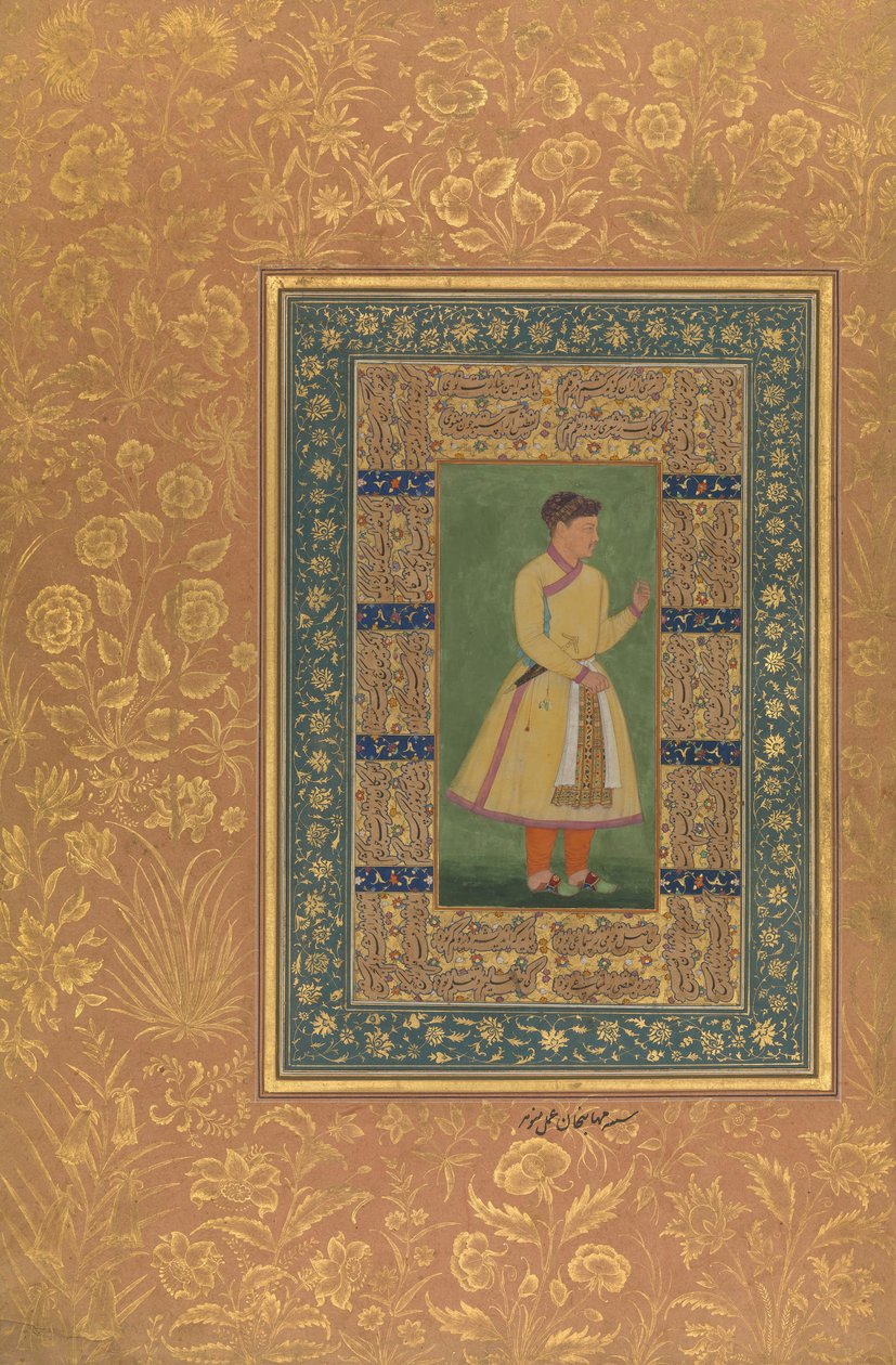 Retrato de Zamana Baig, Mehbat Khan, Folio do álbum Shah Jahan, Recto: Ka. 1610. Criadores: Mir 