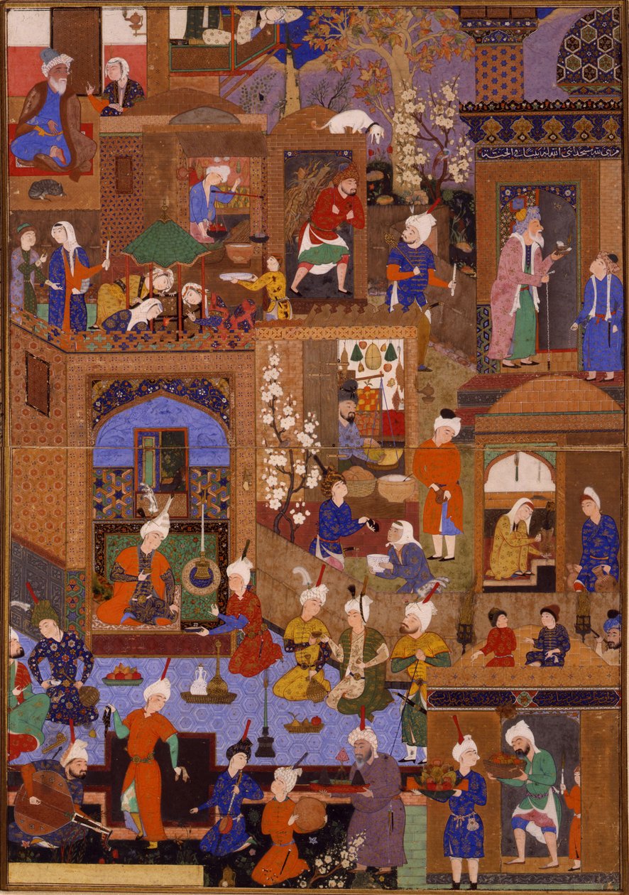 Noite em uma cidade, provavelmente um fólio de um manuscrito ilustrado, c.1540 de Mir SayyidAli