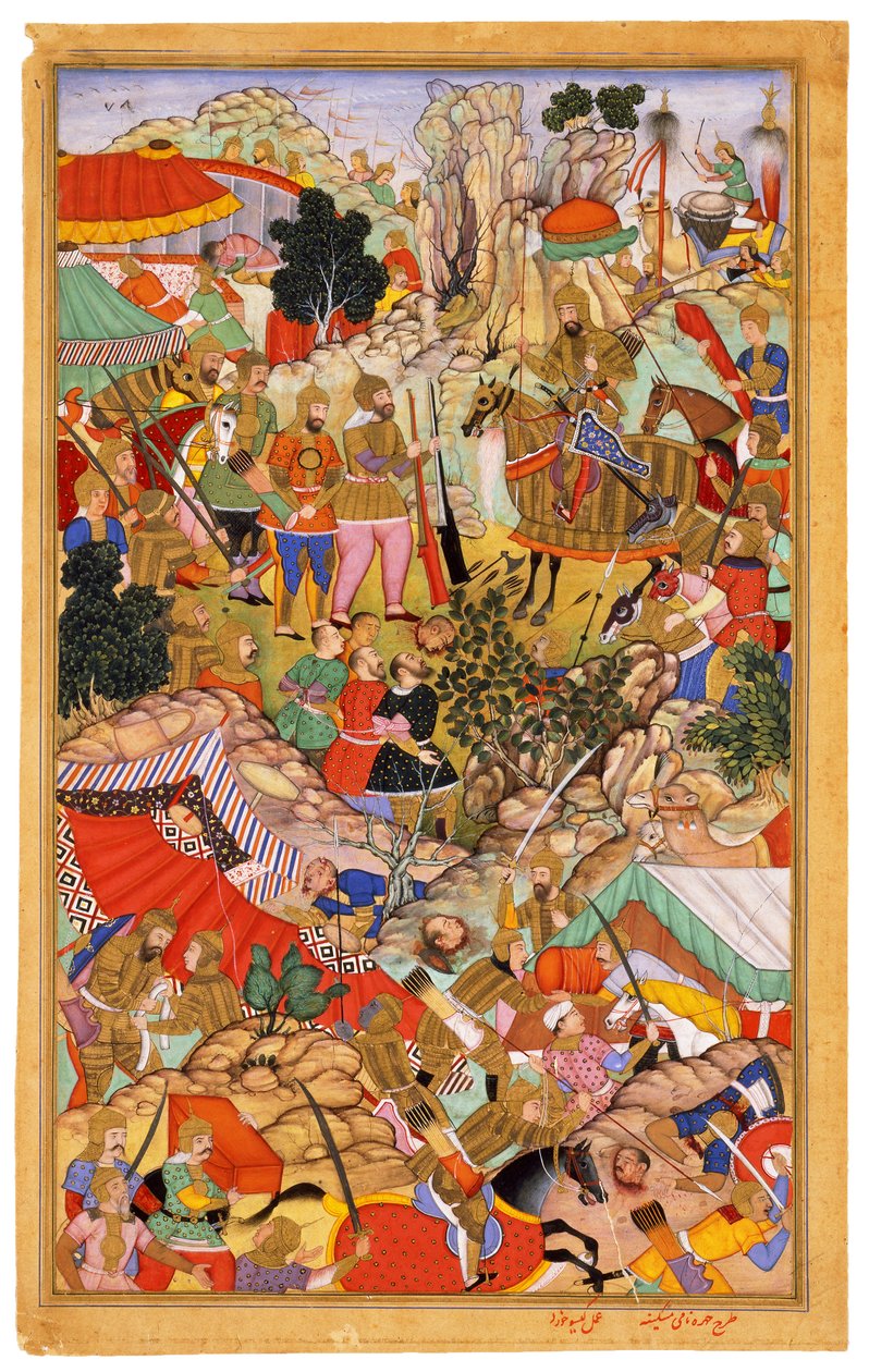Tayang Khan Apresentado com a Cabeça do Líder Mongol Ong Khan Miniatura da História Universal de Jami
