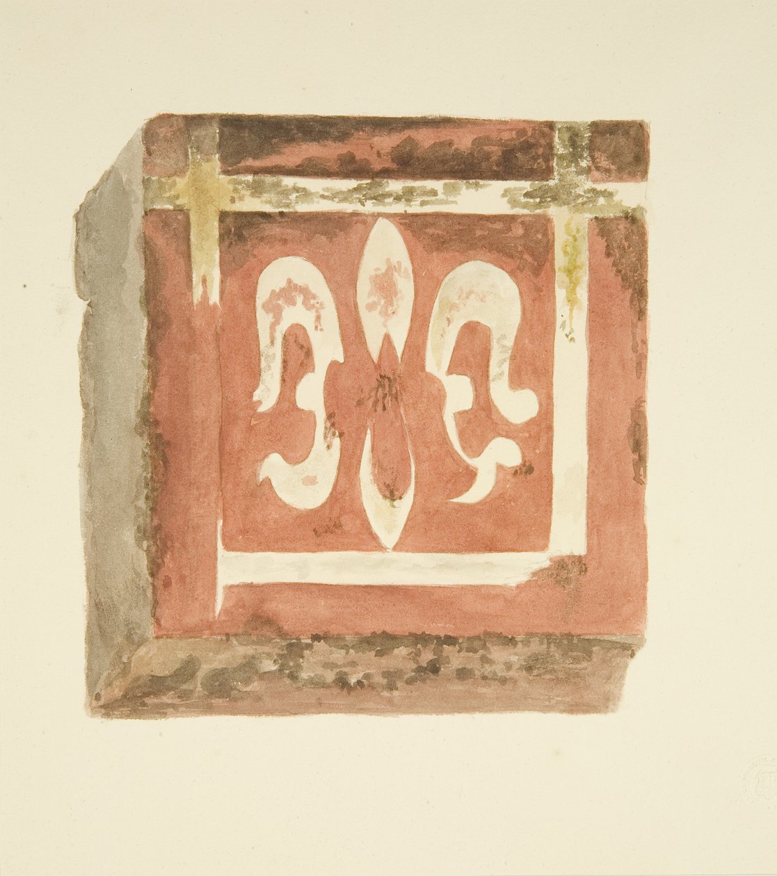 Azulejo do Piso da Catedral de Bristol, mostrando uma Fleur-de-Lis de Miss Martha Bird