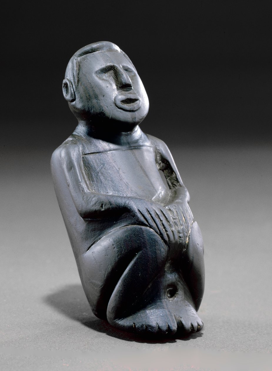 Tubo de efígie macho, 1100-1300 (ardósia com faixas) de Mississippian culture