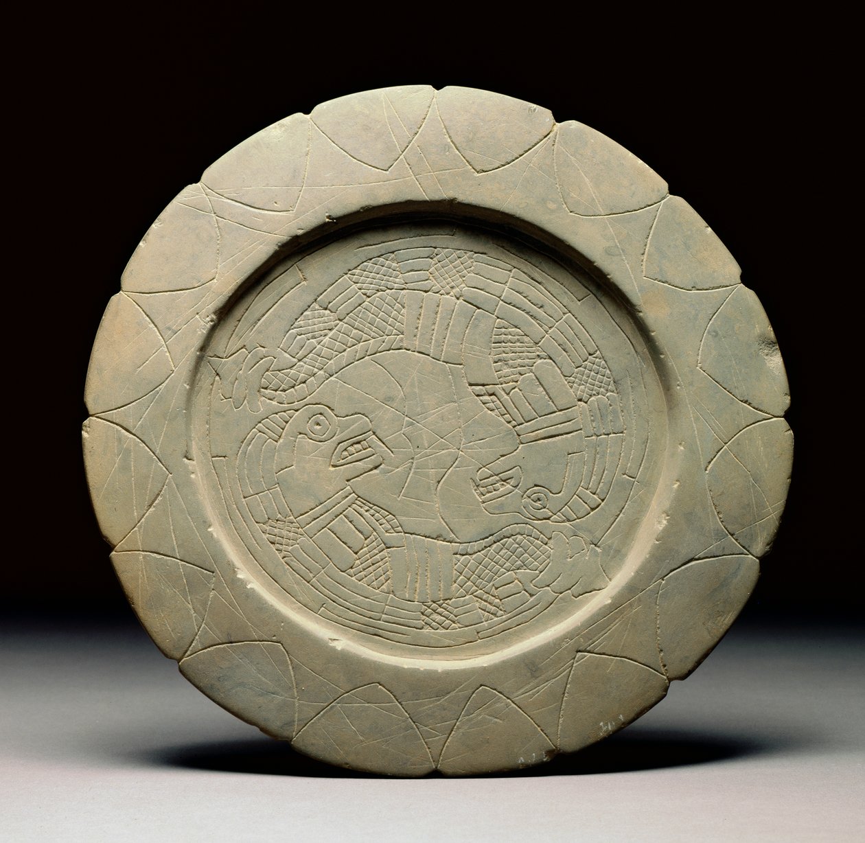 Pedra da paleta, Moundville, 1200-1500 (ver também 422911) de Mississippian culture