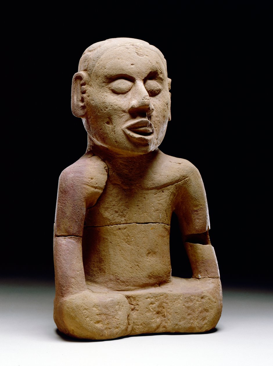 Figura masculina sentada, 1200-1450 (arenito) de Mississippian culture