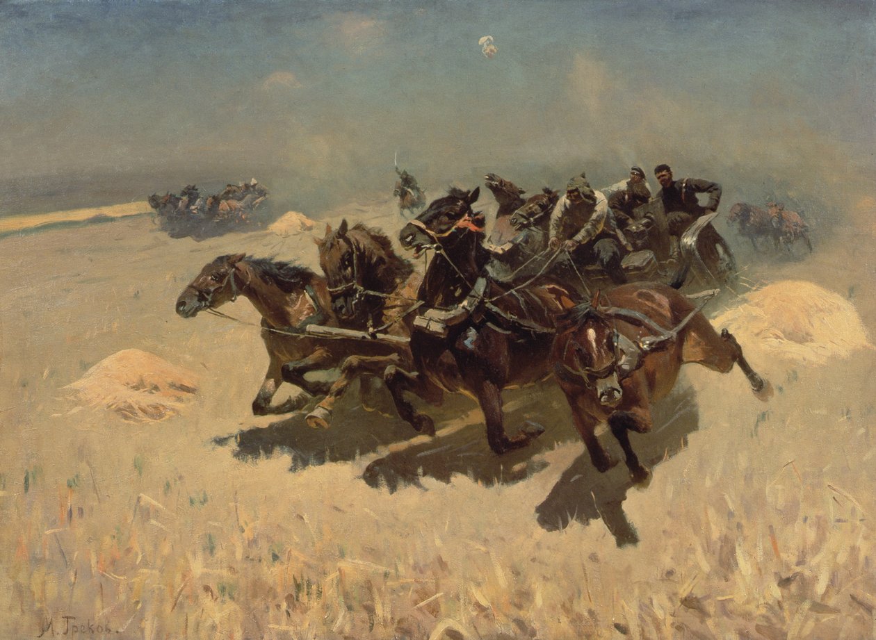 Tachanka (corrida de carruagens), 1925 de Mitrofan Borisovic Grekov