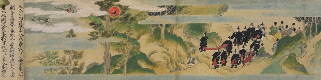 História da Fundação do Templo Geppoji, Período Muromachi, c.1495 (tinta, cor e ouro sobre papel) de Mitsuyoshi Tosa