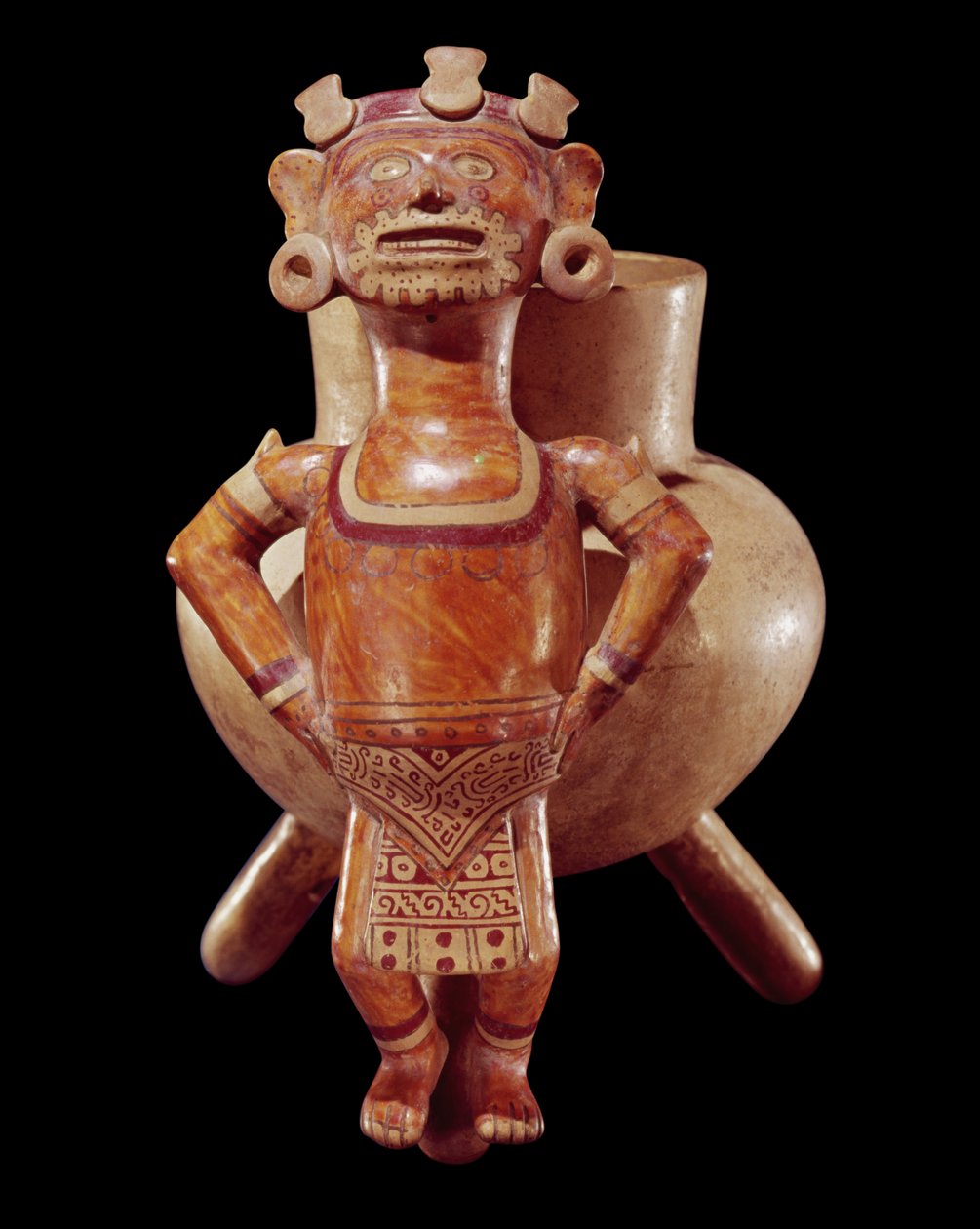 Vaso de tripé com figura efígie, de Miahuatlan, Oaxaca (cerâmica) de Mixtec Mixtec