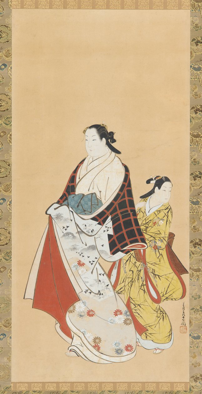 Yujo e seu substituto kamuro, século 18. de Miyagawa Chōshun