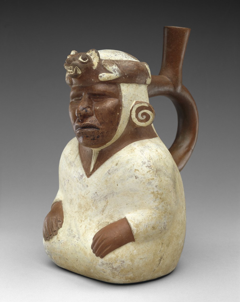 Vaso de Efígie de Xamã Cego de Moche Moche