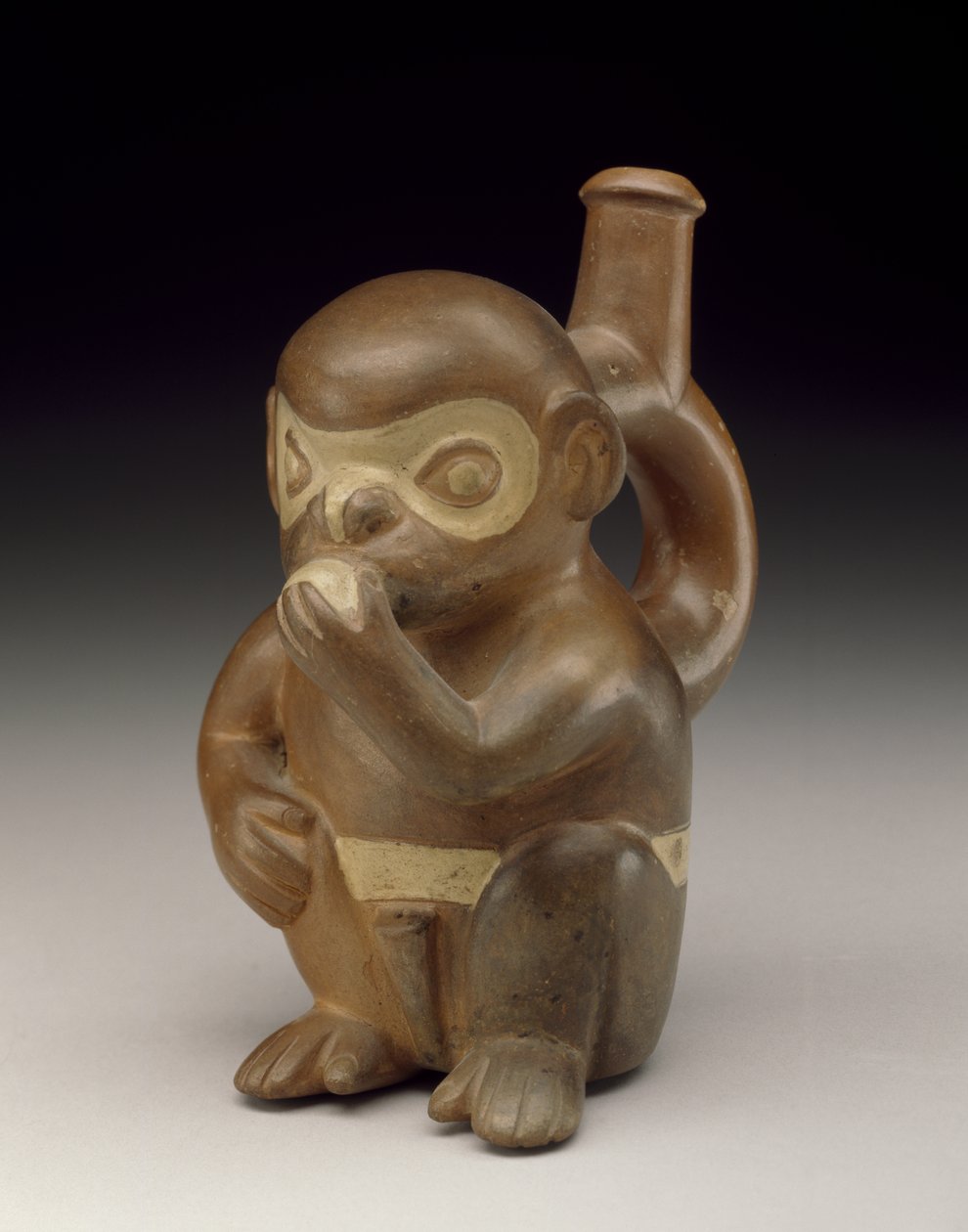 Monkey Vessel, 50-100 AD (cerâmica com deslizamento) de Moche Moche