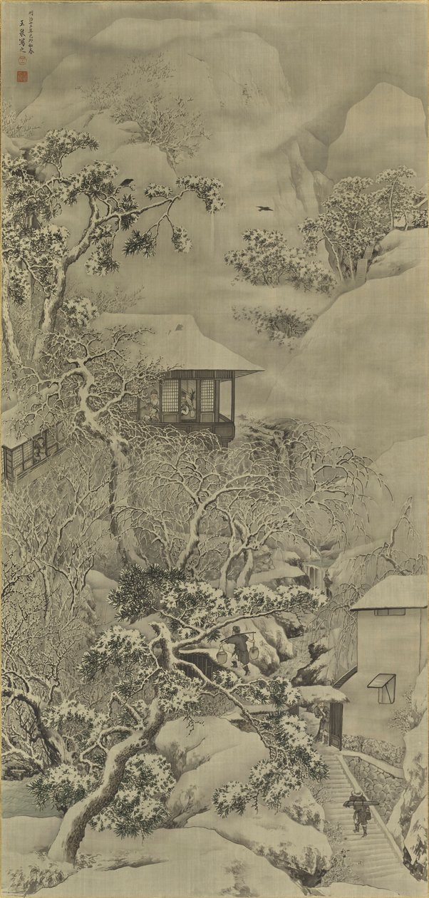 Paisagem de neve de Mochizuki Gyokusen