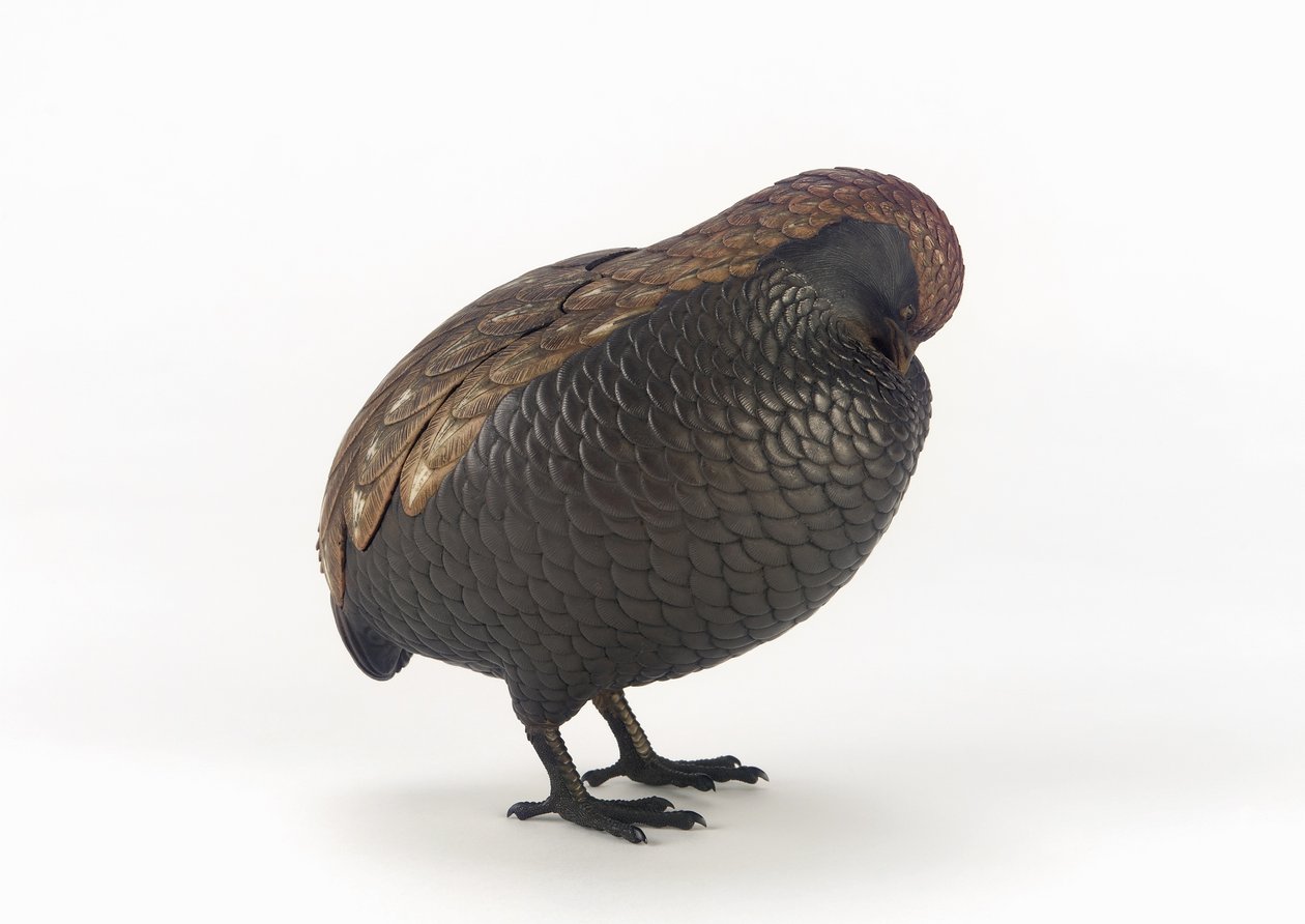 Caixa de incenso na forma de uma codorniz, um de um par, Tóquio, período de Edo (cerâmica) de Mochizuki Hanzan