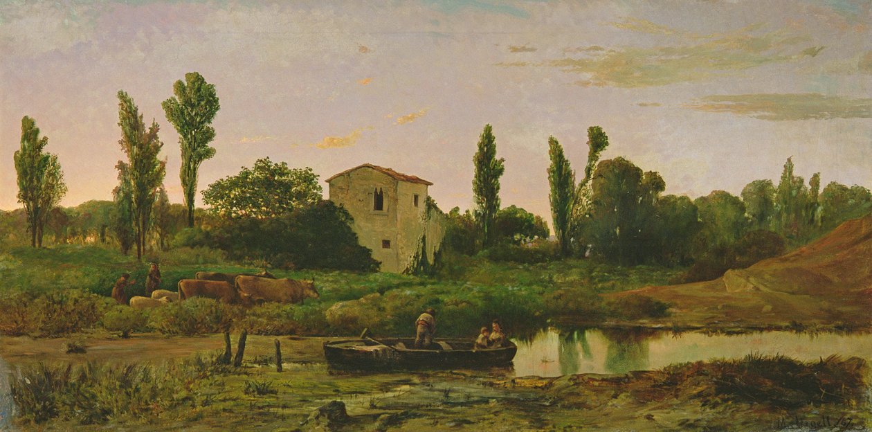 Paisagem com barco, 1867 de Modest Urgell