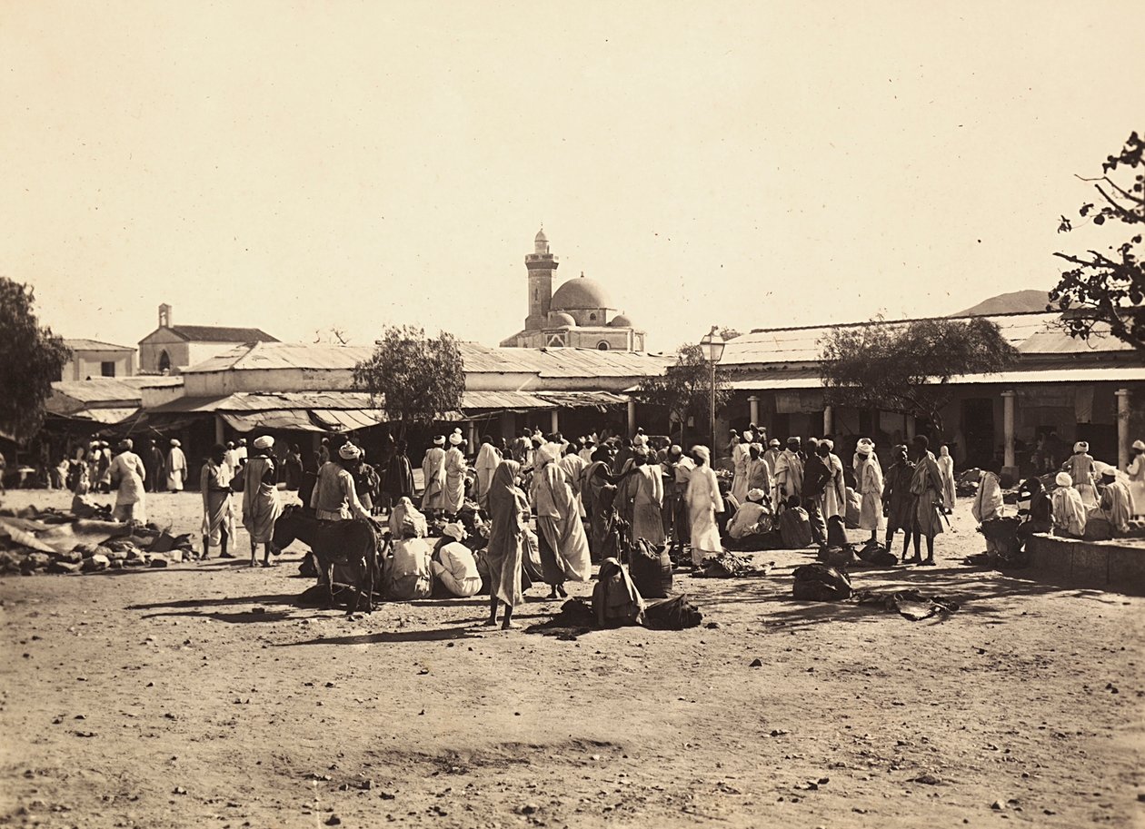 Construir um império na era fascista: praça do mercado em Cheren, 09/05/1936 (foto a p/b) de Modestino Baldinetti