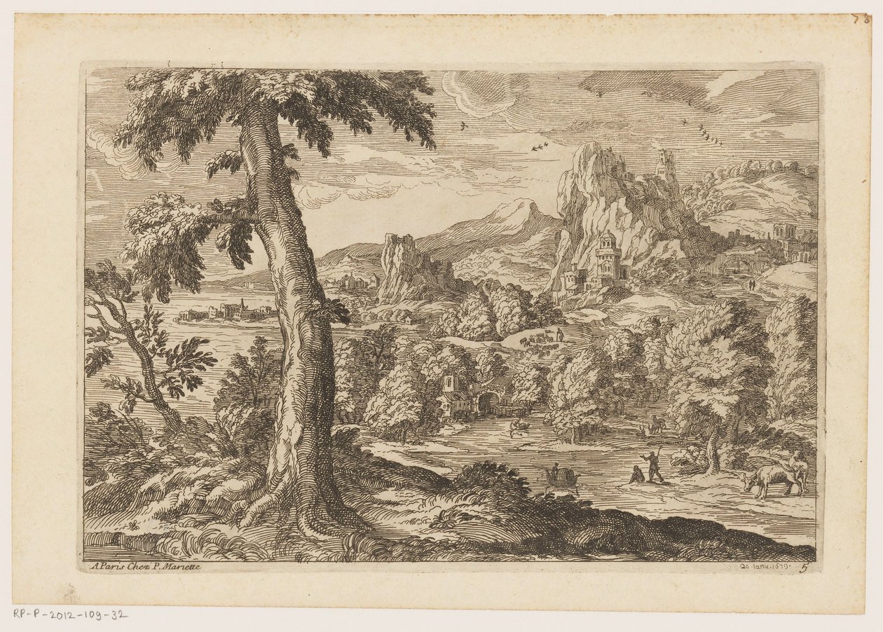 Paisagem com figuras ao longo de um rio
Landscapes after Titian (título da série) de Moise Jean Baptiste Fouard