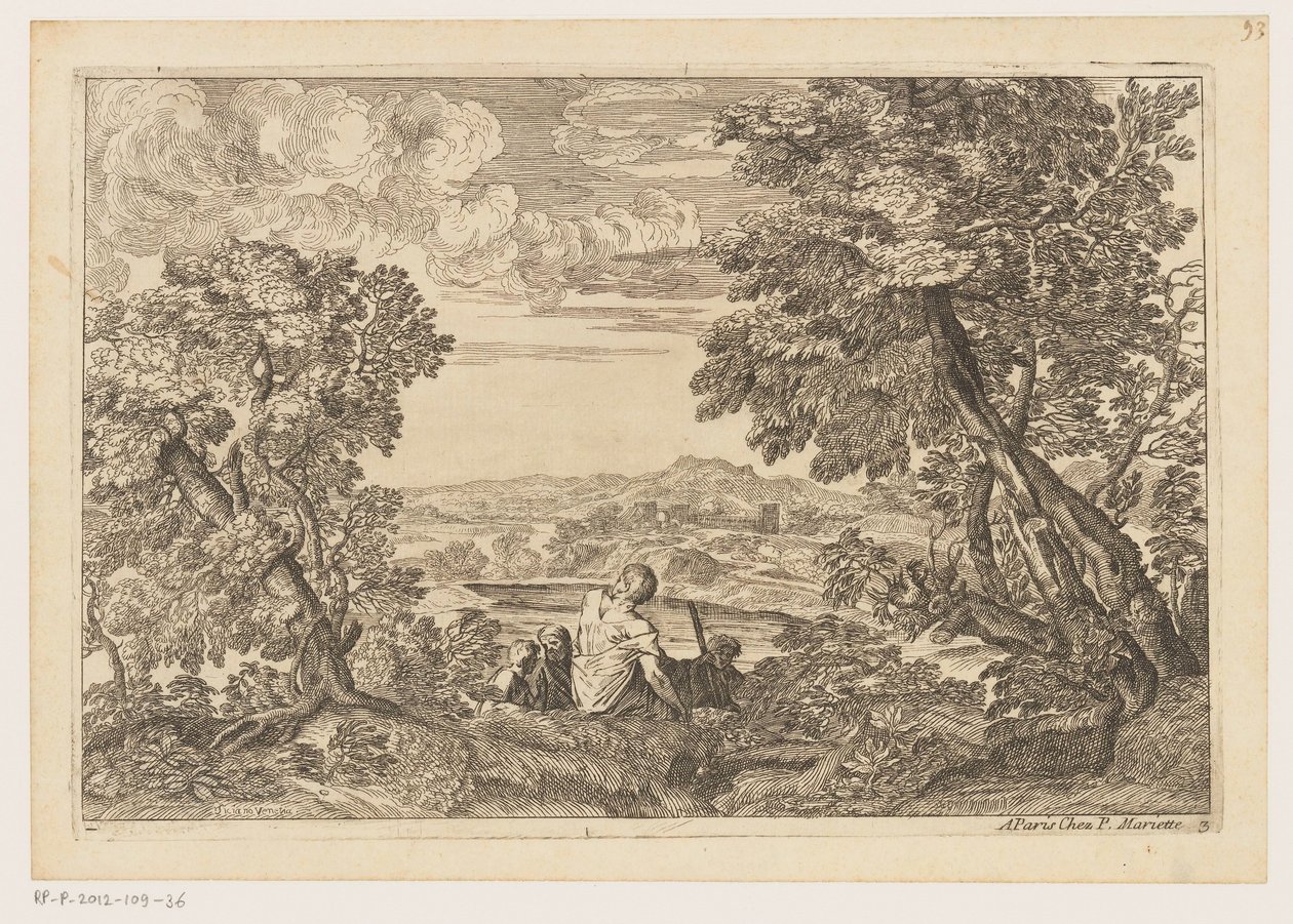 Paisagem com quatro homens a descansar
Landscapes after Titian (título da série) de Moise Jean Baptiste Fouard