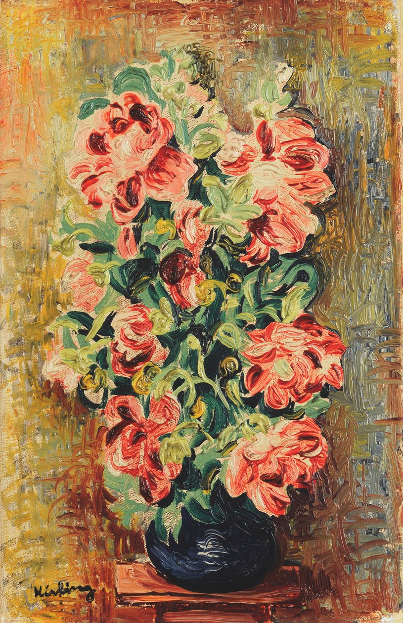 Bouquet de Peónias; Le Bouquet de Pivoines, c.1930 (óleo sobre tela) de Moise Kisling
