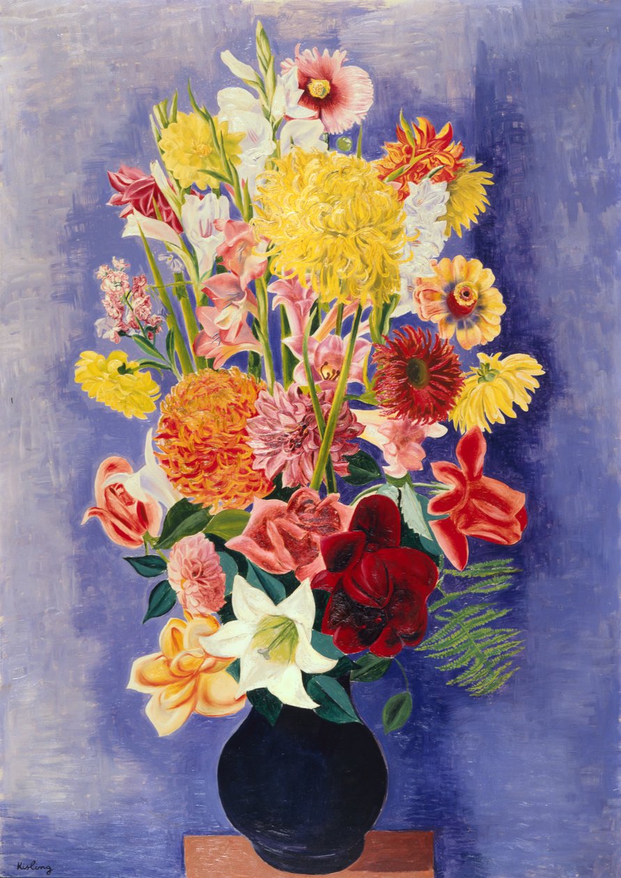 Dálias, rosas, gladíolos e lírios de Moise Kisling